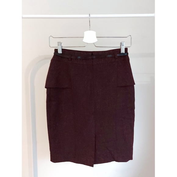 📌BOGO Maroon Pencil Skirt w/ Belt - Picture 2 of 5